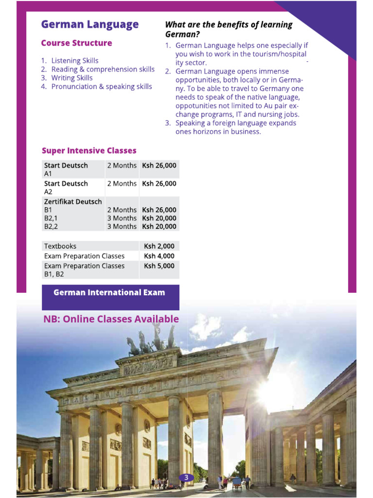 German Language Course Fee Structure 2 | PDF