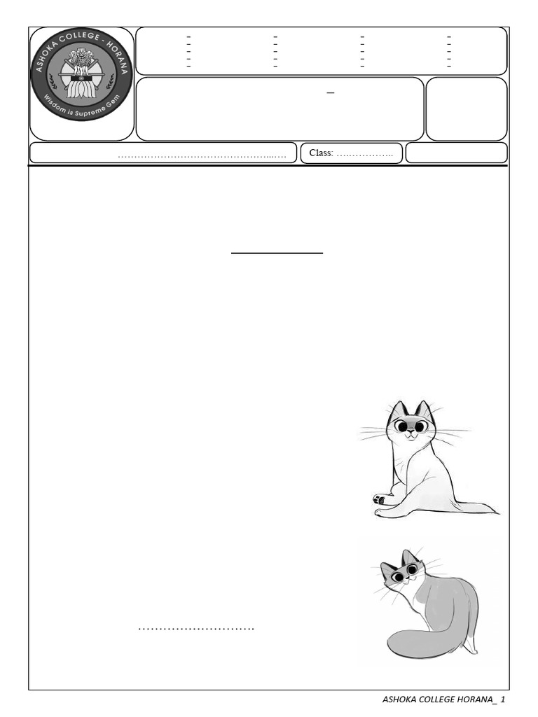 All About Cats: A Grade 5 English Test | PDF | Cats | Zoology