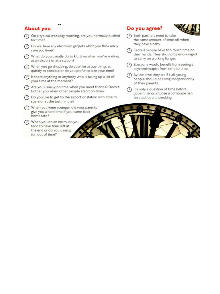 Time Questionnaire | PDF