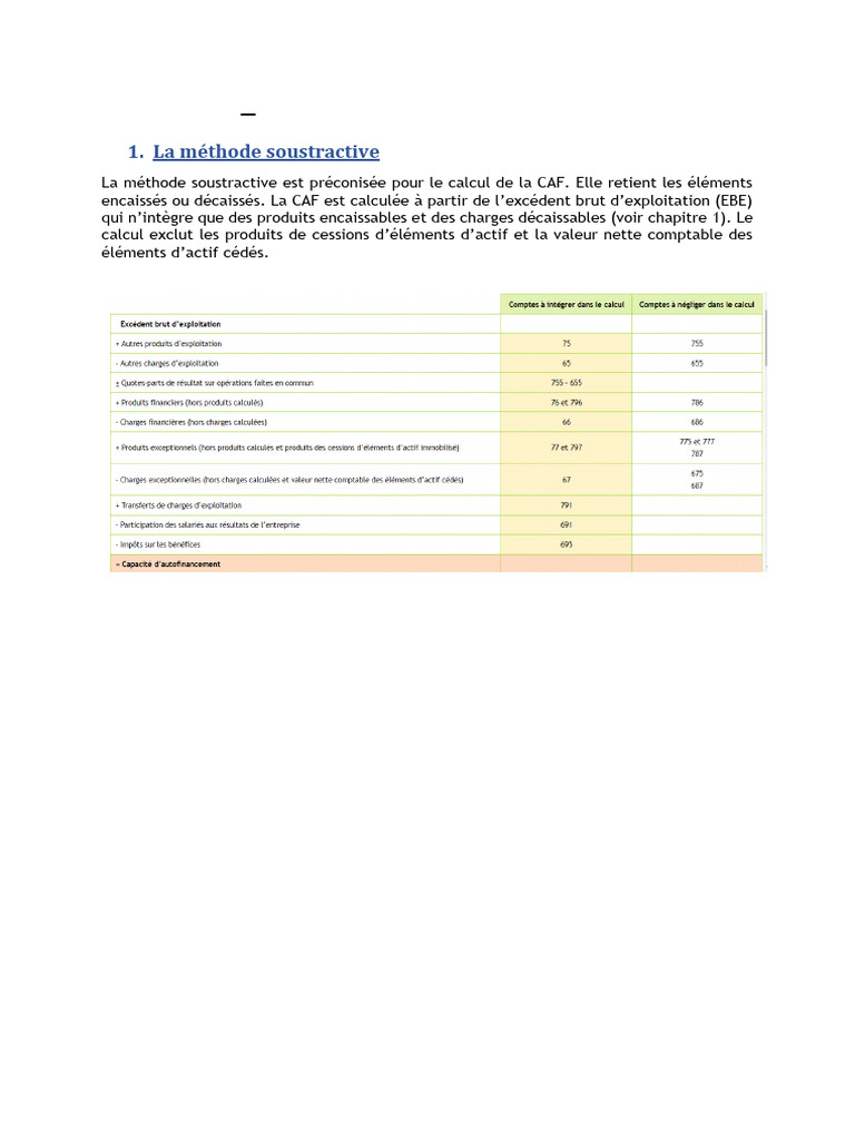 Méthodes de calcul de la CAF | PDF
