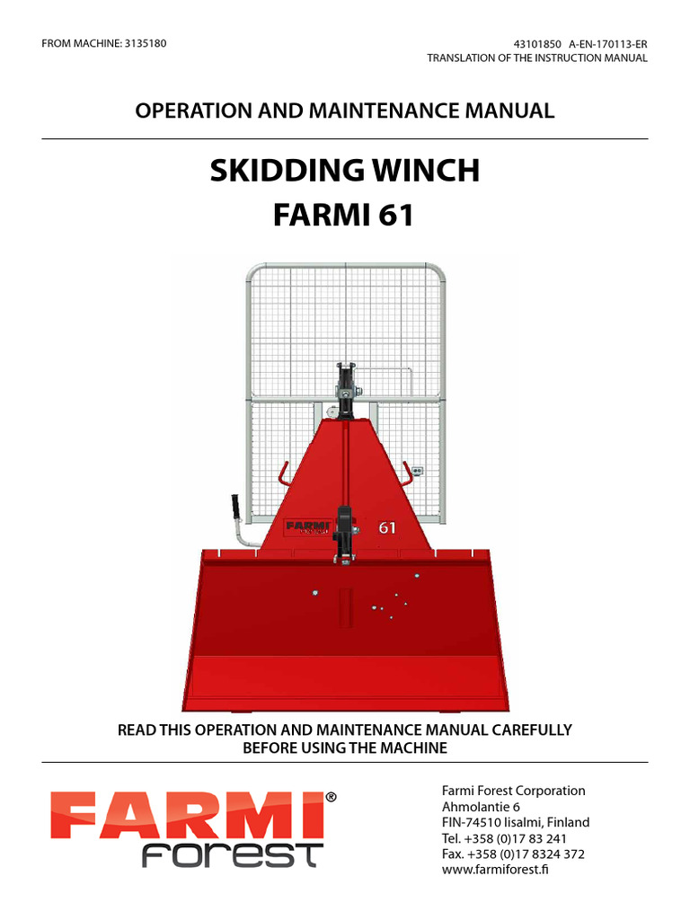 FARMI 61 Skidding Winch Manual | PDF | Tractor | Nut (Hardware)