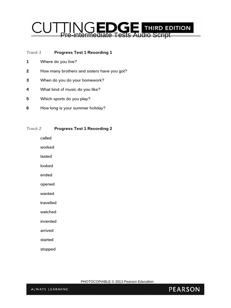 Pre-Intermediate English Test Audio Scripts | PDF