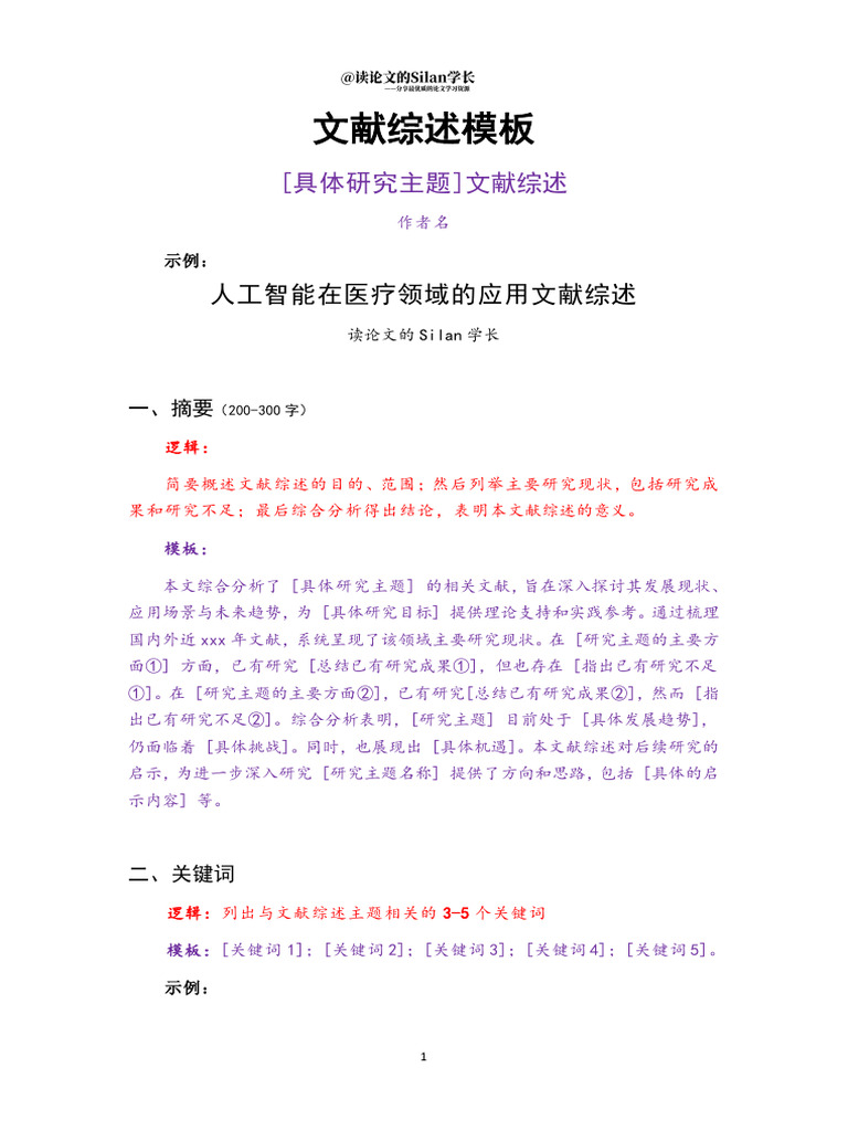 文献综述模板| PDF