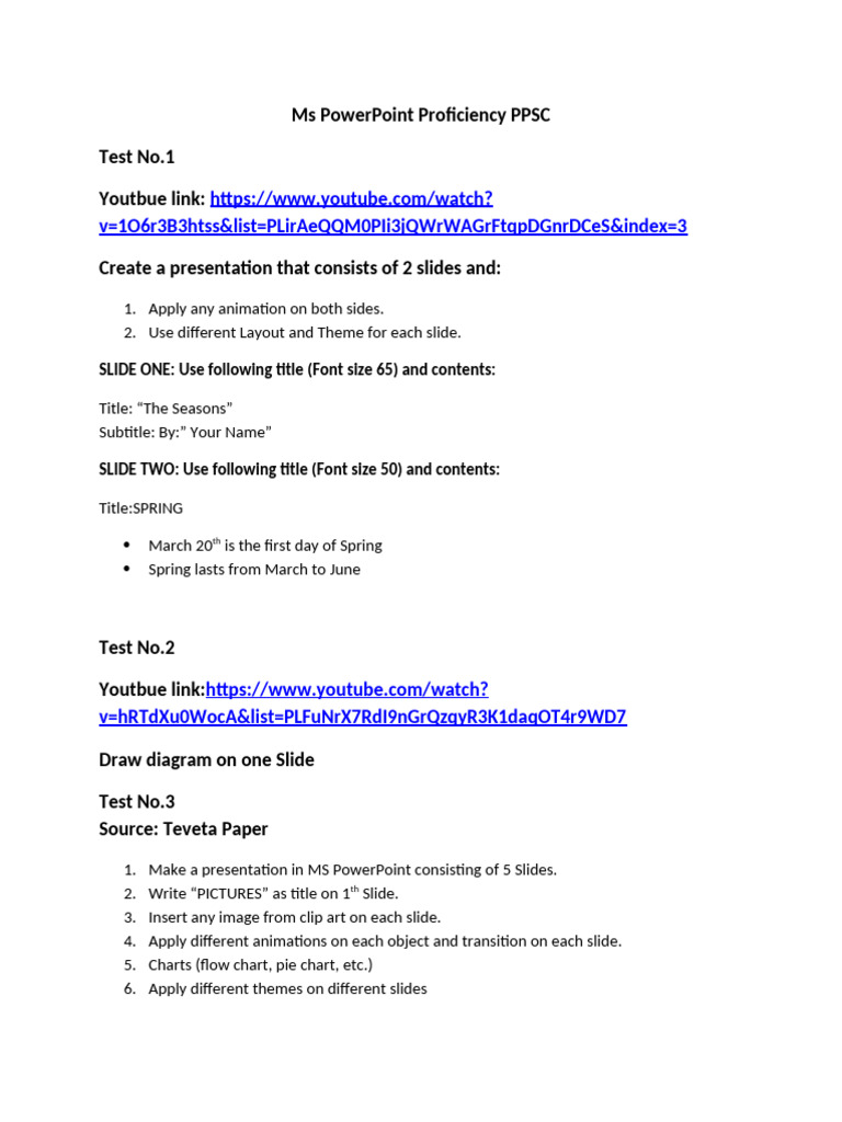 MS PowerPoint Proficiency Tests Guide | PDF | Microsoft Power Point