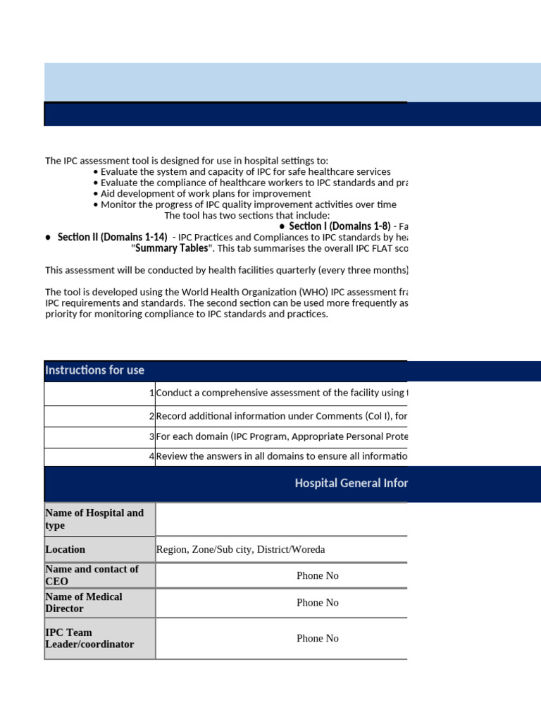 IPC Assessment Tool for Hospitals | PDF | Syringe | Waste