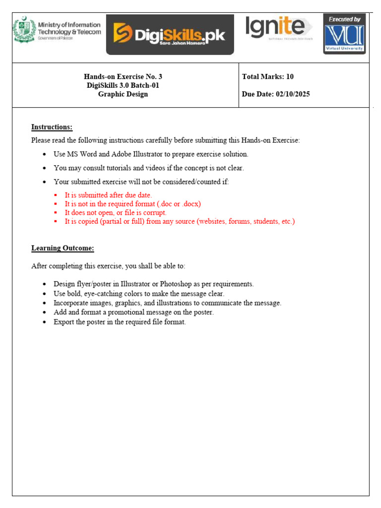 Graphic Design Poster Exercise Guide | PDF | Microsoft Word | Adobe ...