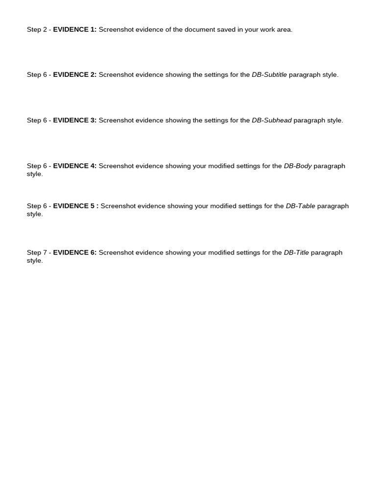Screenshot Evidence of Document Styles | PDF