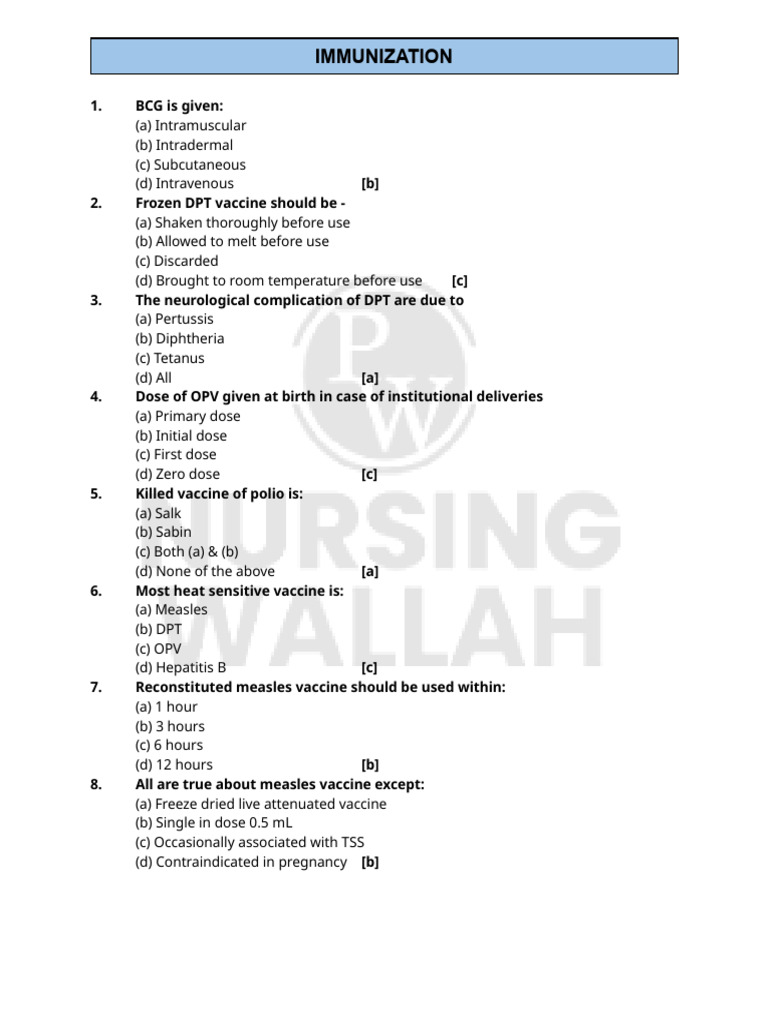 Immunization Quiz: Vaccine Knowledge Test | PDF