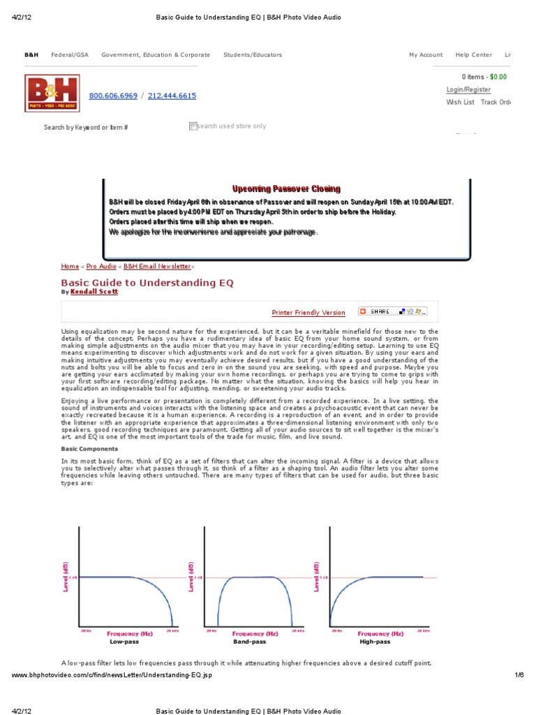 Basic Guide to Understanding EQ Equalization (Audio) Signal Processing