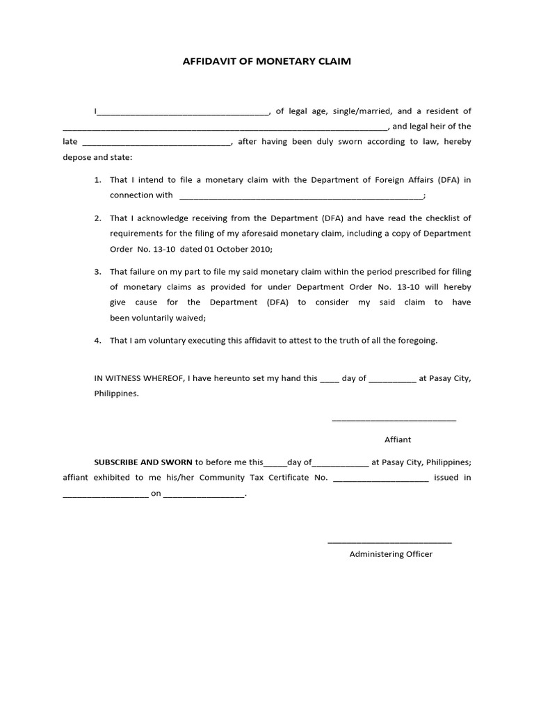 Affidavit of Monetary Claim (Deceased) - 71561251 8552 429d 9fcd ...