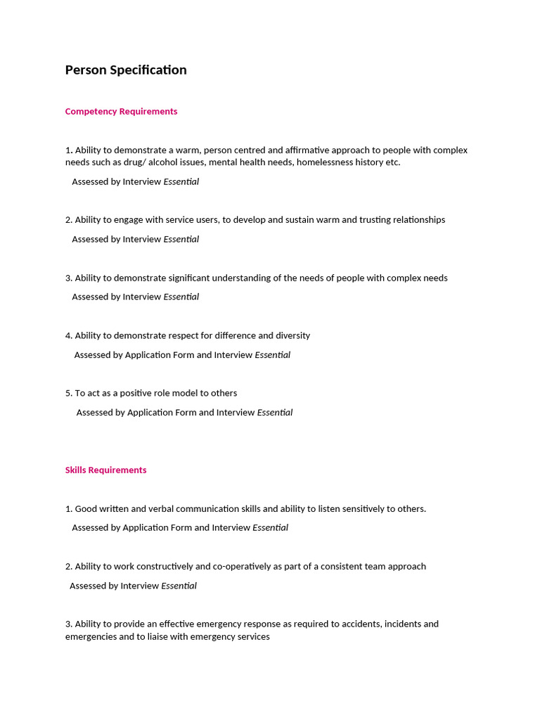 Person Specification | PDF