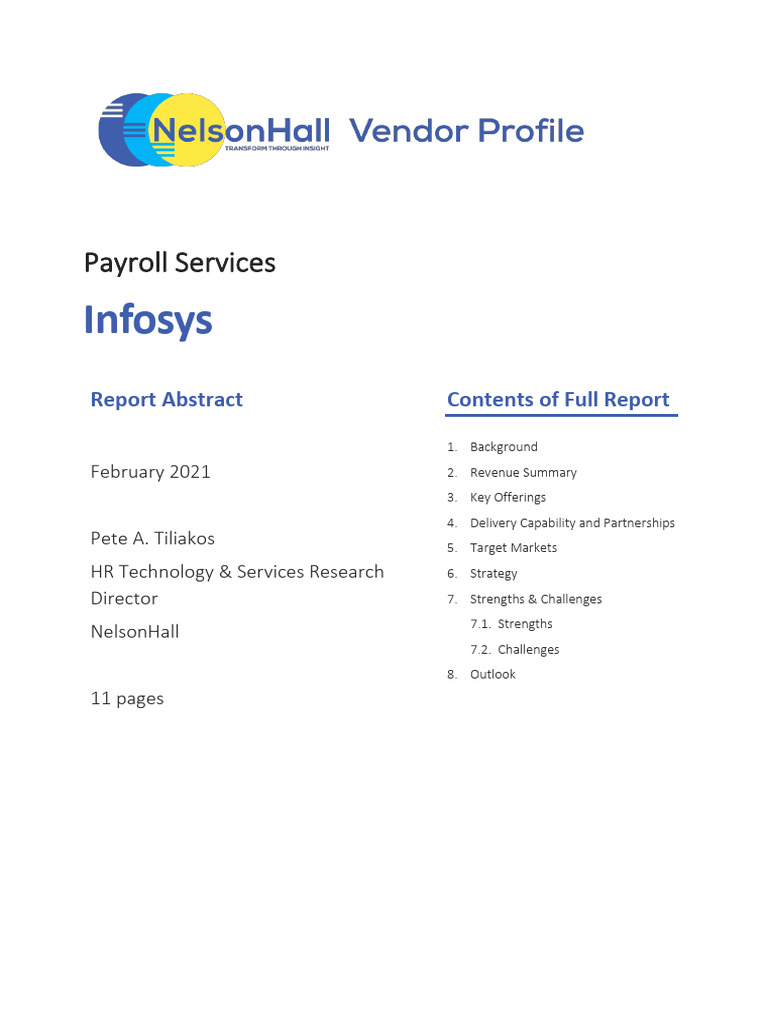 Infosys Payroll Services Abstract 21-02-15 | PDF | Business Process ...