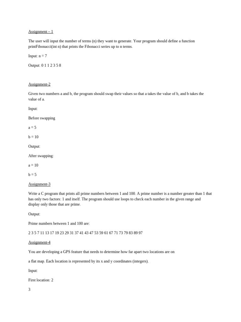 C Programming Assignments Overview | PDF | Number Theory | Mathematics