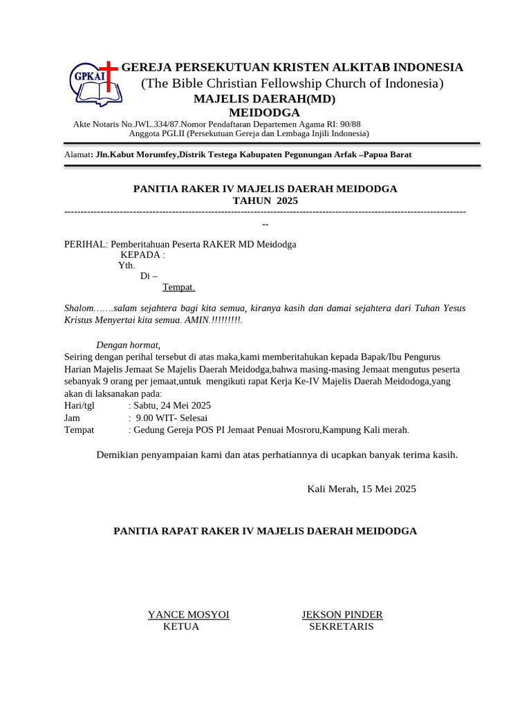 Pemberitahuan Panitia Raker MD M | PDF