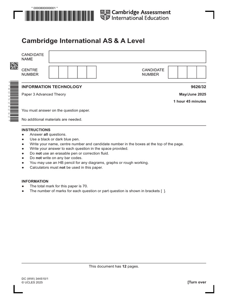 Cambridge AS & A Level IT Paper 3 | PDF | Computing | Computer Graphics