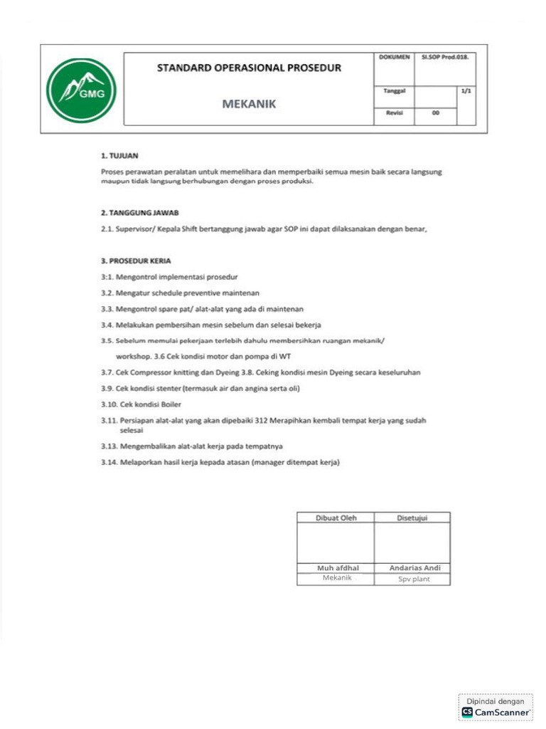 SOp Mekanik | PDF