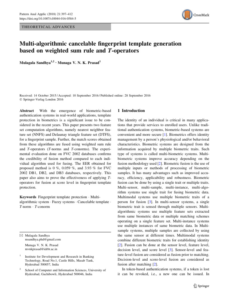 Multi-Algorithmic Cancelable Fingerprint Template Generation Based On ...