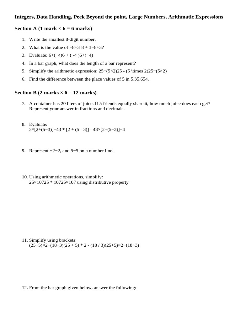 Integer Arithmetic and Data Handling Exercises | PDF | Arithmetic | Numbers