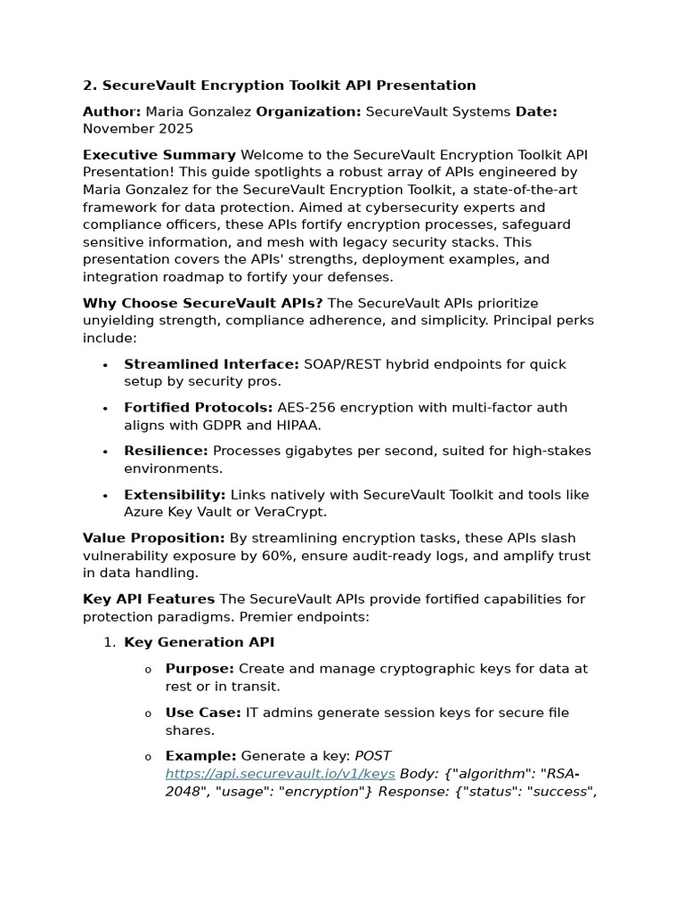 SecureVault API Encryption Overview | PDF | Encryption | Espionage ...