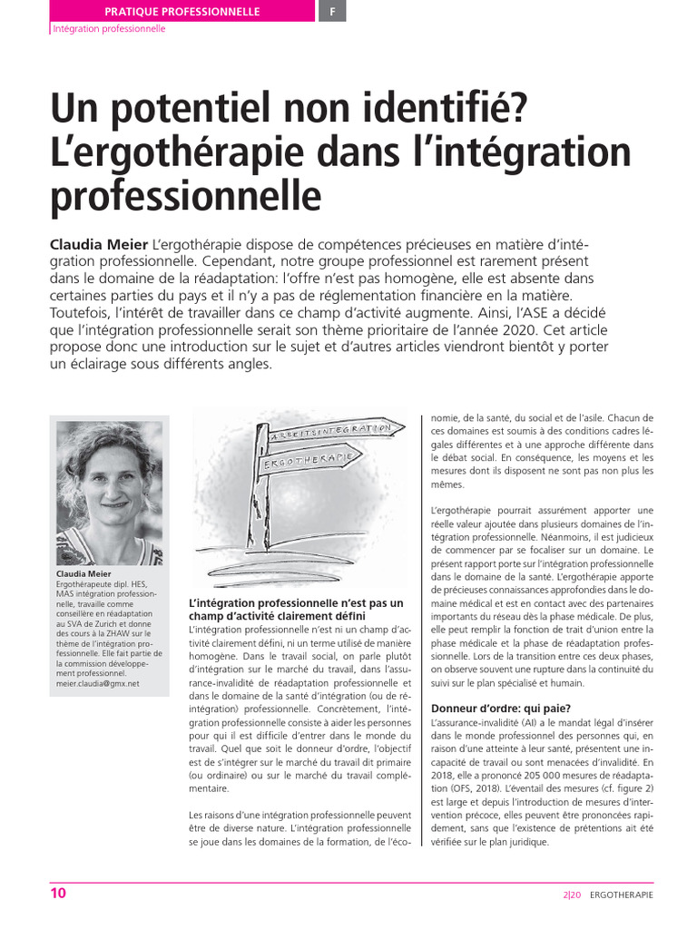 Ergothérapie et intégration professionnelle | PDF | Lieu de travail ...