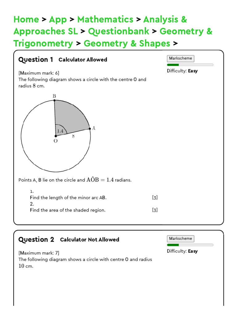 Geometry Questions for RevisionTown 2024 | PDF | Circle | Area