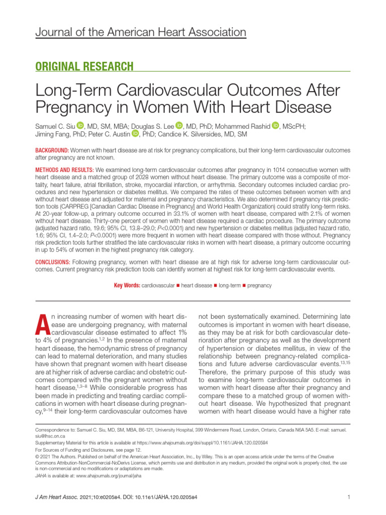 Long-Term Heart Risks Post-Pregnancy | PDF | Cardiovascular Diseases ...