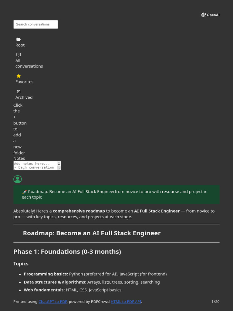 AI Full Stack Engineer Roadmap Guide | PDF | Machine Learning ...