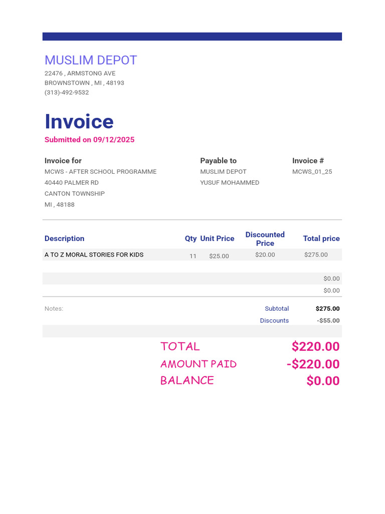 A To Z Book Invoice | PDF
