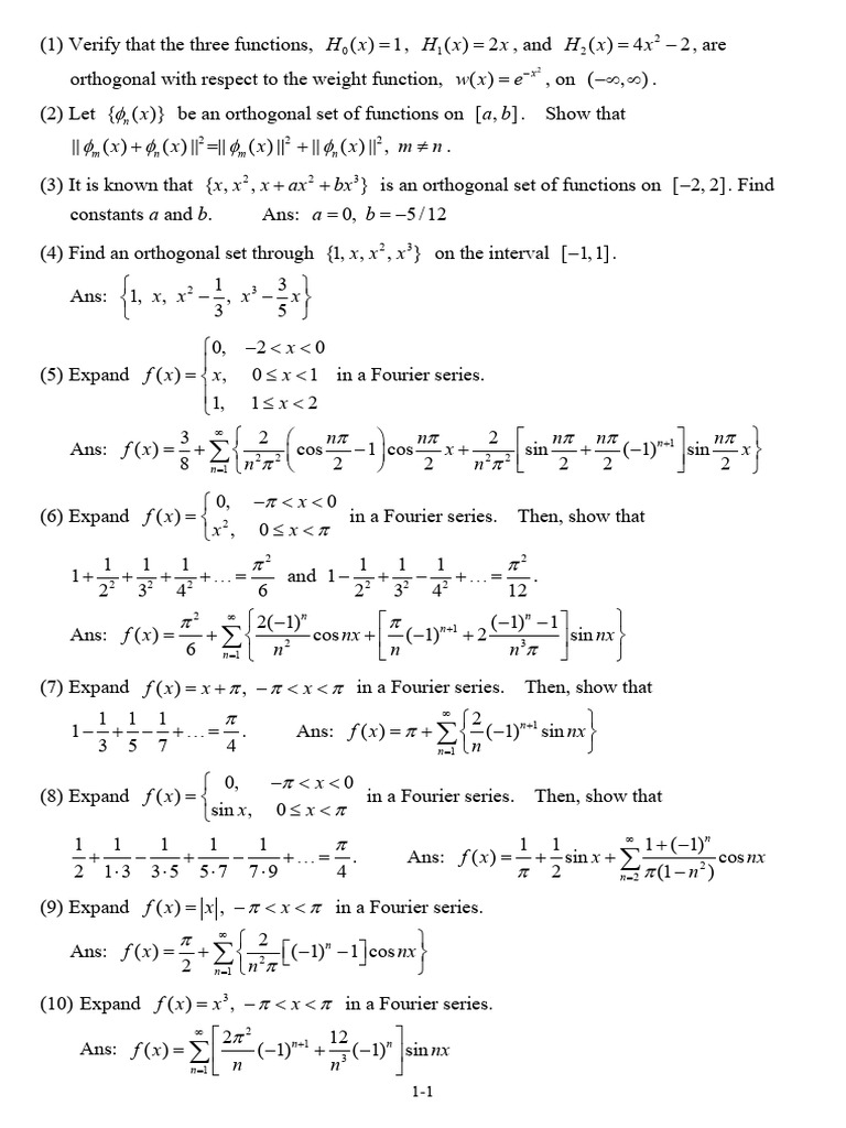 Orthogonal Functions and Fourier Series | PDF | Mathematical Analysis ...