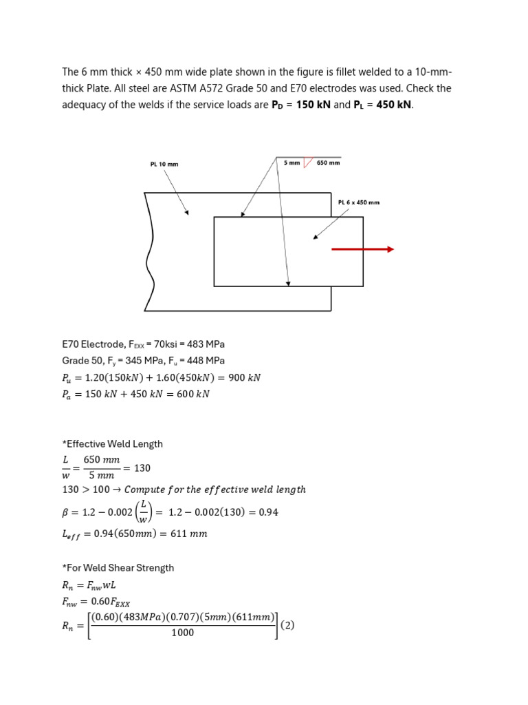 Weld Strength Analysis for Steel Connections | PDF | Welding | Construction