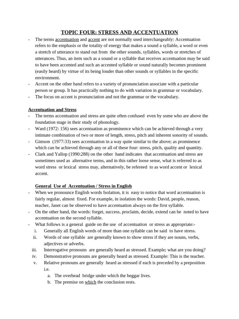 Understanding Stress and Accentuation | PDF | Stress (Linguistics) | Word