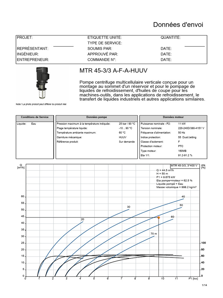 Pompe multicellulaire MTR 45-3/3 A-F-A-HUUV | PDF | Pompe | Puissance ...