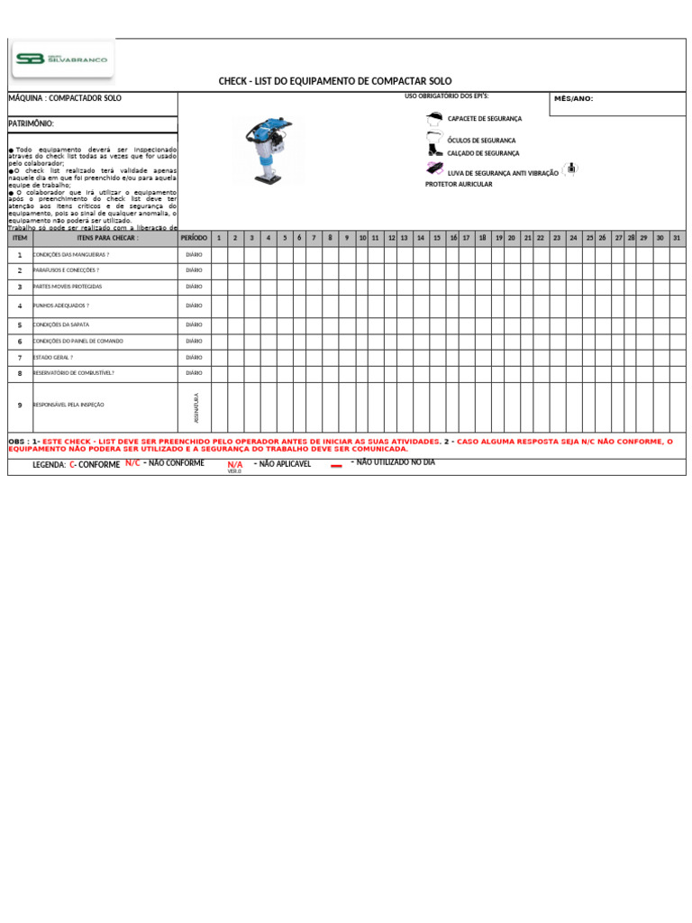 Check-list para Compactador de Solo | PDF