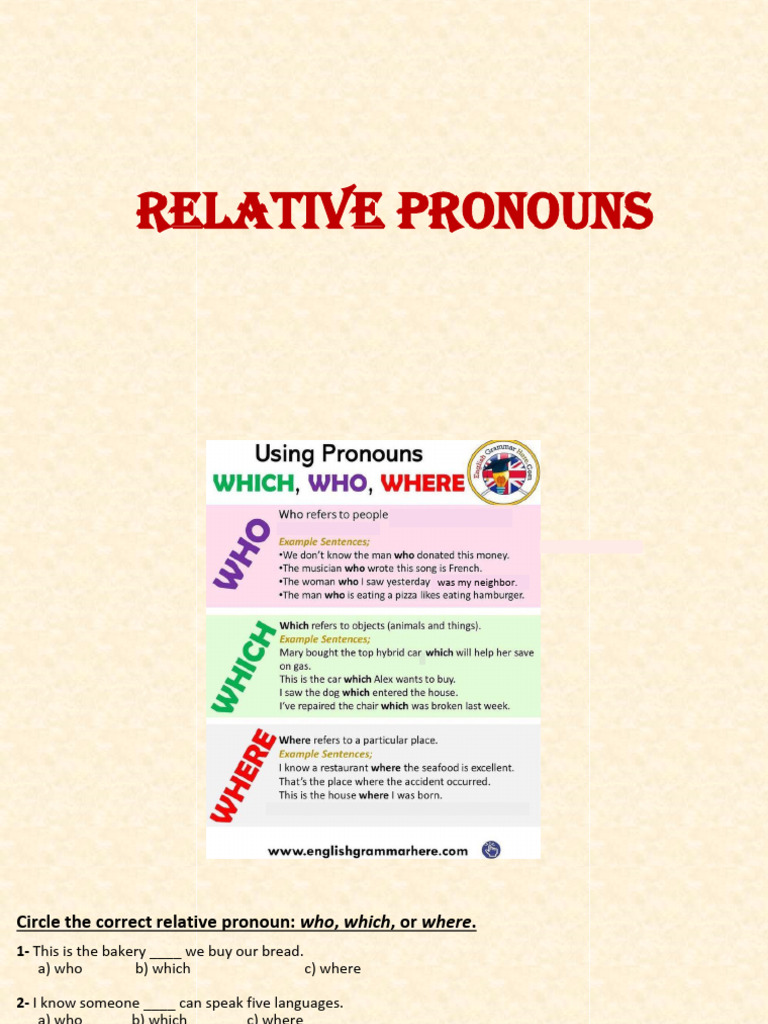 Relative Pronouns Practice Exercises | PDF