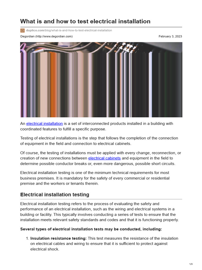 Testing Electrical Installations Explained | PDF | Electrical Wiring ...
