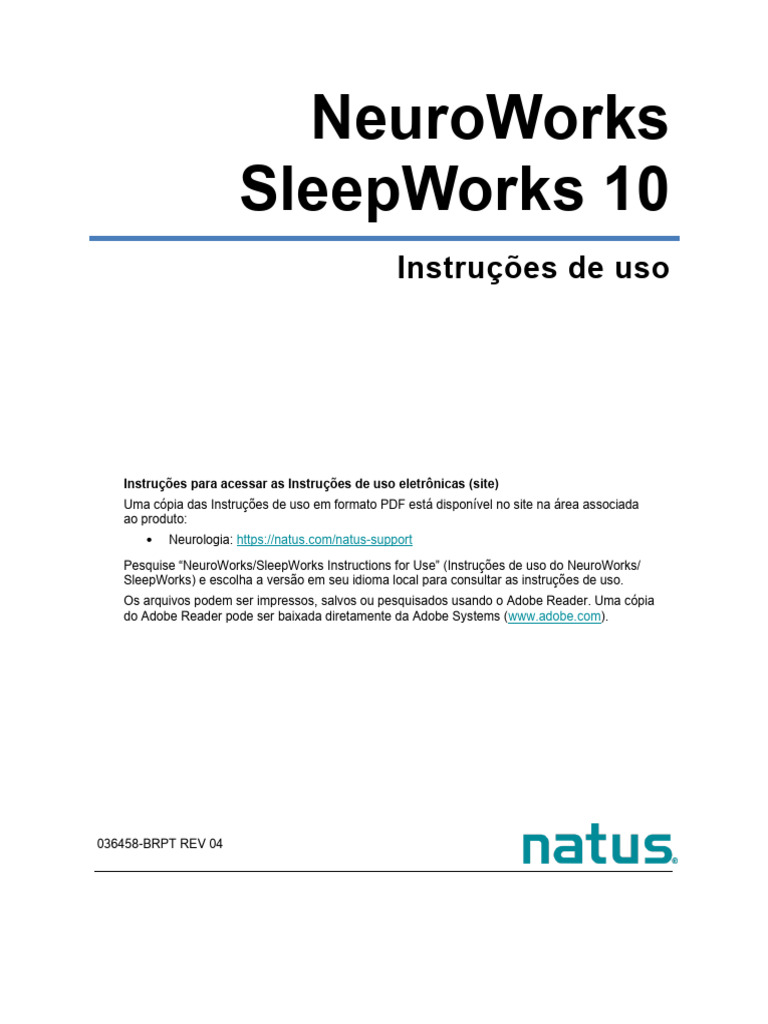Instruções de Uso NeuroWorks/SleepWorks | PDF | Eletroencefalografia ...