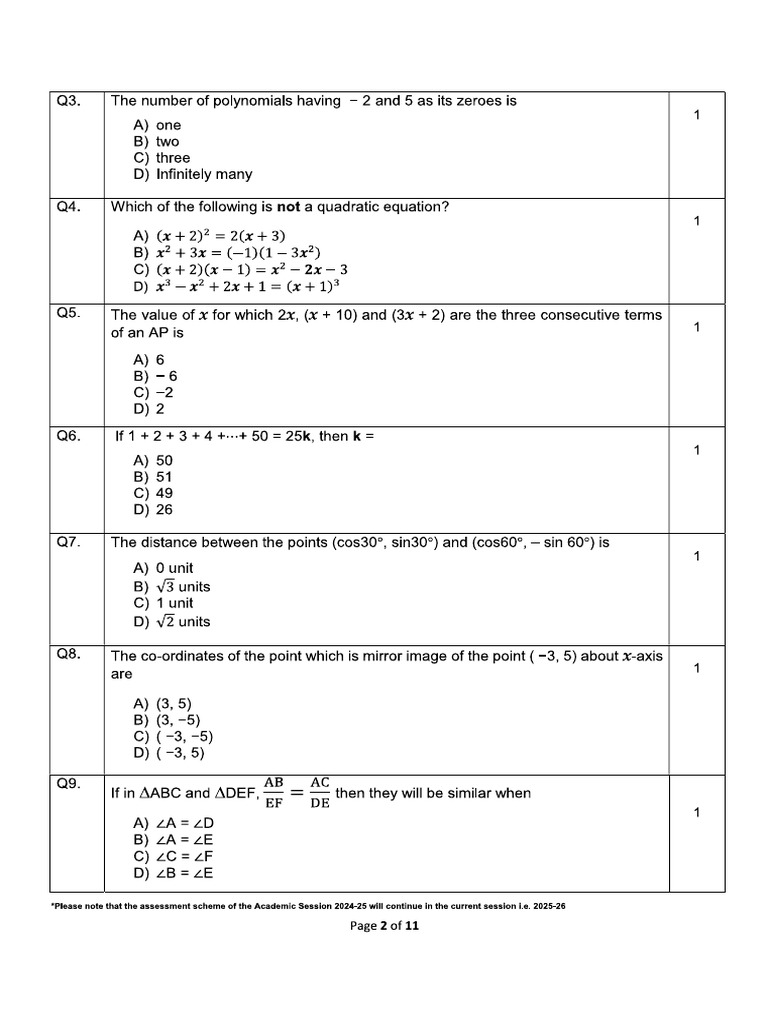 Math Basic 2025 P-2 | PDF