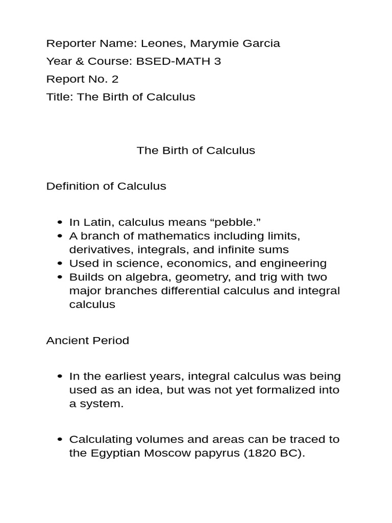 History and Development of Calculus | PDF | Calculus | Integral