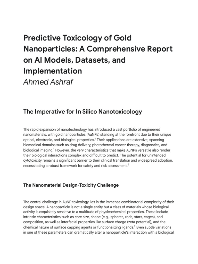 Predictive Toxicology of Gold Nanoparticles | PDF | Machine Learning ...
