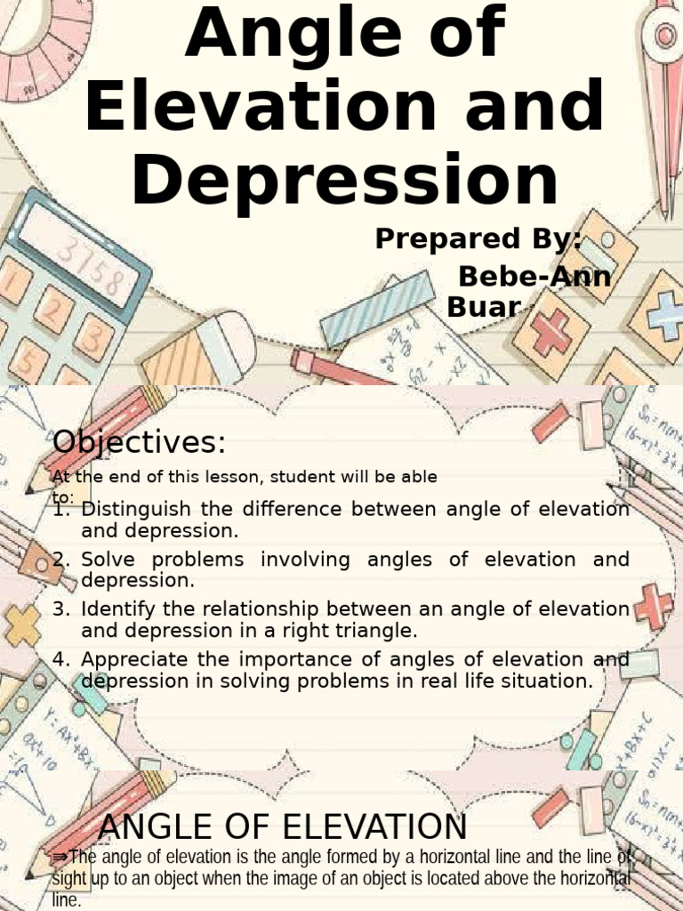 Understanding Angles of Elevation & Depression | PDF | Angle | Trigonometry