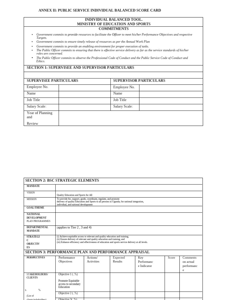 Public Service Individual Scorecard | PDF | Performance Appraisal | Goal