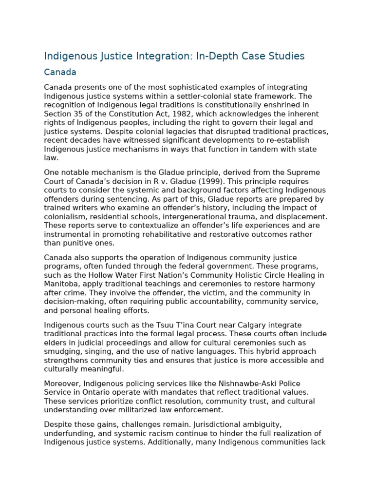 Indigenous Justice Case Studies | PDF | Justice | Crime & Violence