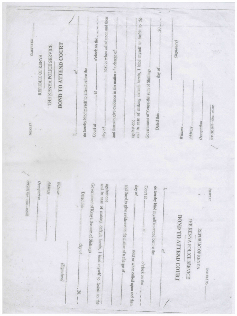 Bond To Attend-The Kenya Police | PDF