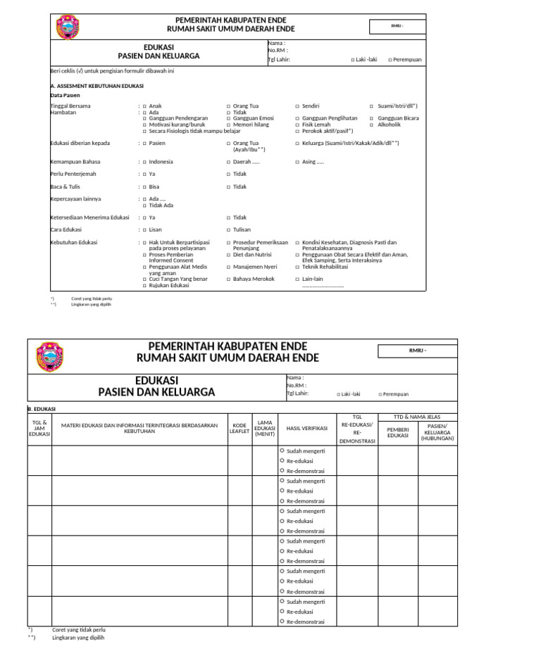 Form Edukasi Pasien & Keluarga | PDF