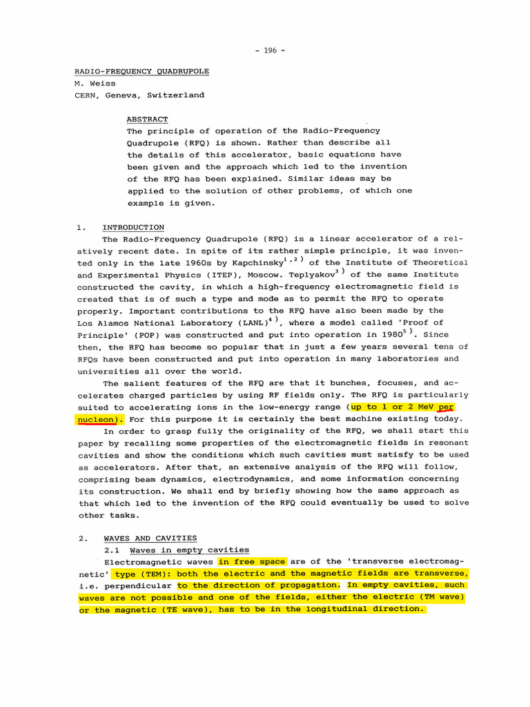 Weiss RFQ Paper | PDF