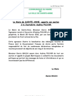 Garcin MALSA, Maire de Sainte-Anne, Apporte Son Soutien À La Journaliste Audrey PULVAR