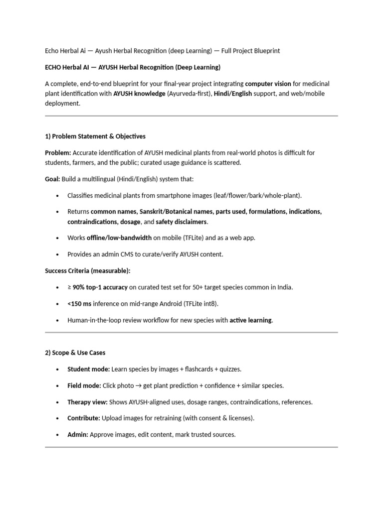 AYUSH Herbal Recognition AI Project | PDF | Artificial Intelligence ...