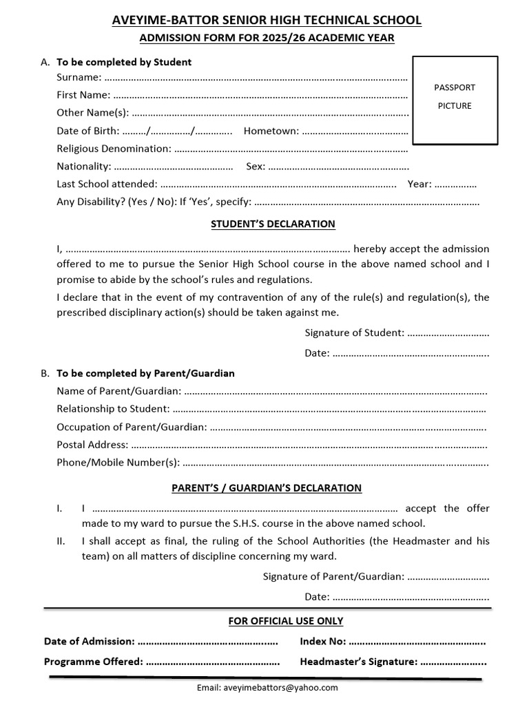 Aveyime-Battor SHS Admission Form 2025-26 | PDF | Justice | Crime ...