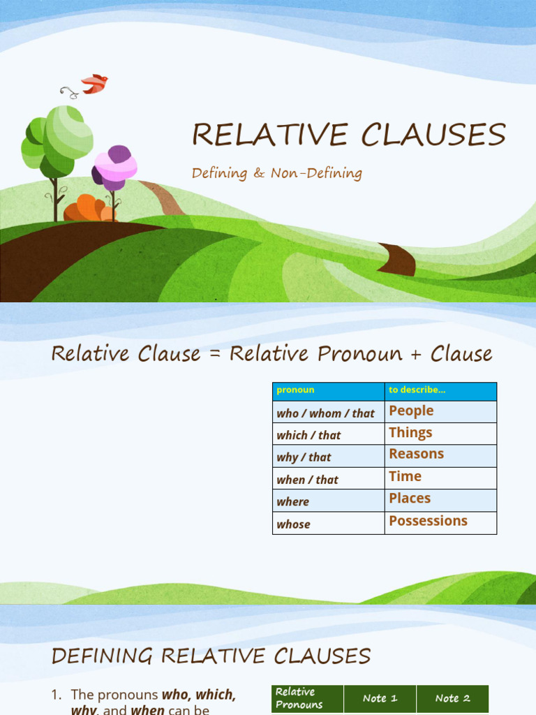 Understanding Relative Clauses Explained | PDF | Pronoun | Syntactic ...