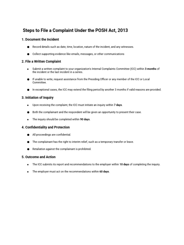 POSH Act Complaint Filing Steps | PDF